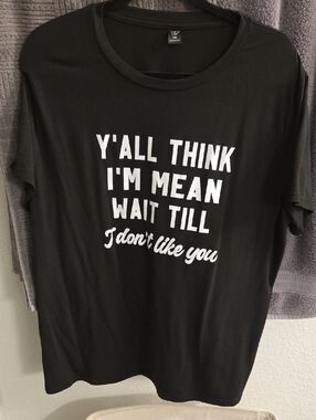 Black Graphic Tee with White Slogan